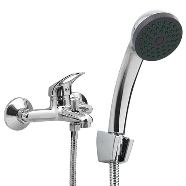 vidaXL Bathtub Shower Mixer with Hand Shower and Hose Tap Set Chrome