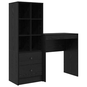 vidaXL Desk with Drawer with Shelf with Storage 2 pcs Black Oak