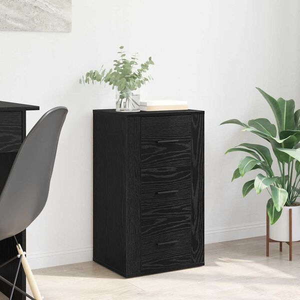 vidaXL Sideboard with Drawer Black Oak 40 x 33 x 70 cm Engineered wood