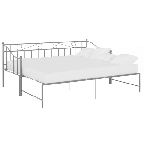 vidaXL Pull-out Sofa Bed Frame without Mattress Grey Metal 90x200 cm