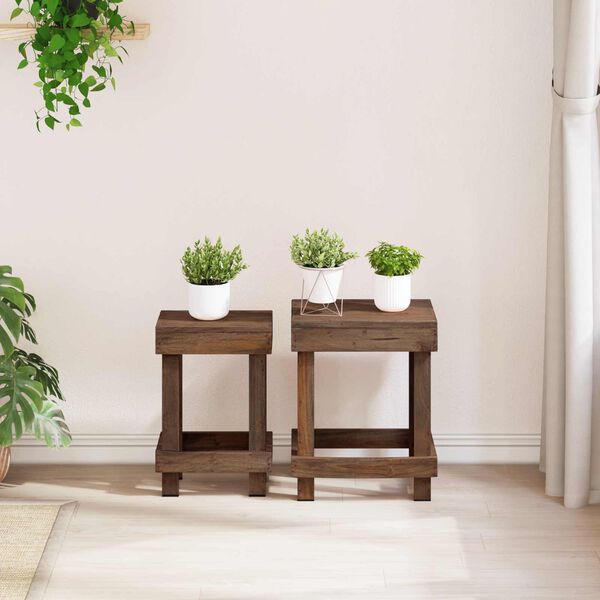 vidaXL Plant Stand 2 pcs Brown 70 x 11 x 27 cm Mahogany Wood