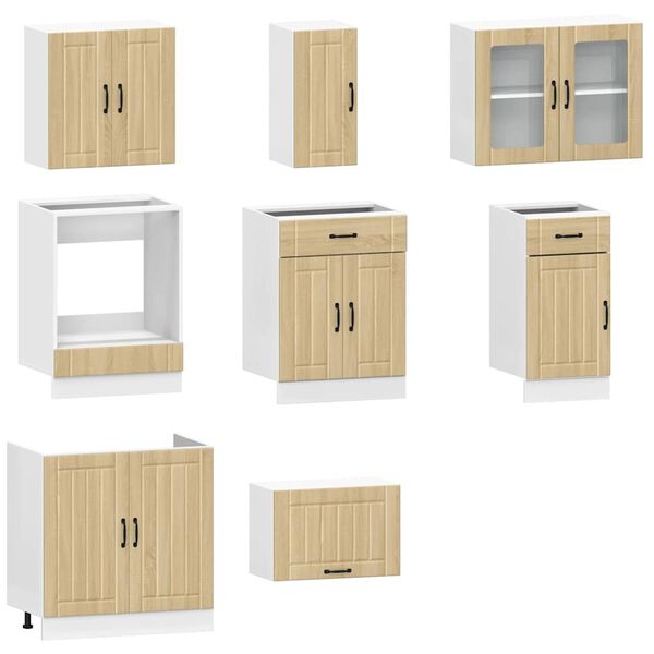 vidaXL 8 Piece Kitchen Cabinet Set Lucca Sonoma Oak Engineered Wood