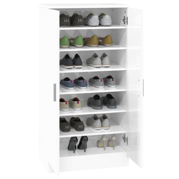 vidaXL Shoe Cabinet High Gloss White 55x35x108 cm Engineered Wood