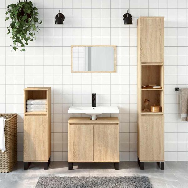 vidaXL Bathroom Cabinet Sonoma Oak 58x33x60 cm Engineered Wood