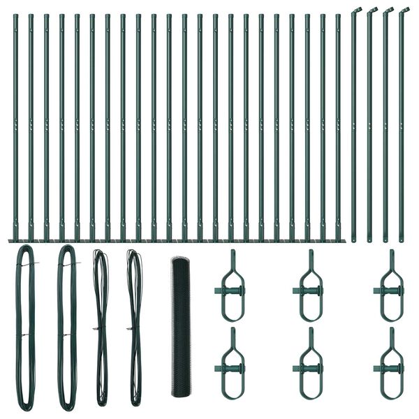 vidaXL Fence with Posts Green 1.2 x 50 m PVC-coated steel