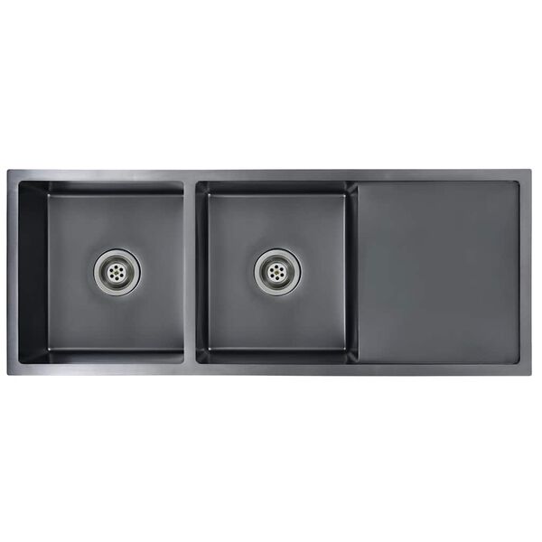 vidaXL Handmade Kitchen Sink Black Stainless Steel