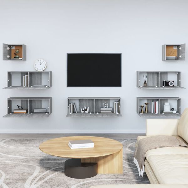 vidaXL 7 Piece TV Cabinet Set Grey Sonoma Engineered Wood
