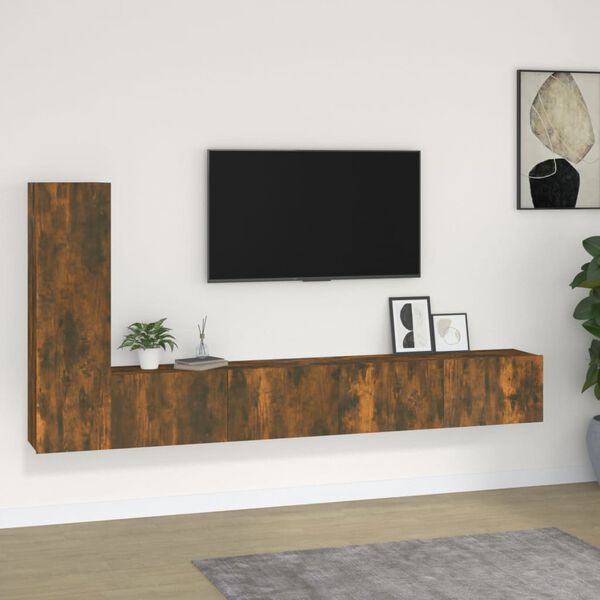 vidaXL 3 Piece TV Cabinet Set Smoked Oak Engineered Wood