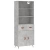 vidaXL Highboard Concrete Grey 69,5x34x180 cm Engineered Wood