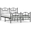 vidaXL Metal Bed Frame without Mattress with Footboard Black 140x200cm