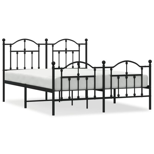 vidaXL Metal Bed Frame without Mattress with Footboard Black 140x200cm