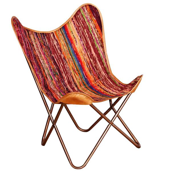 vidaXL Butterfly Chair Multicolour Chindi Fabric