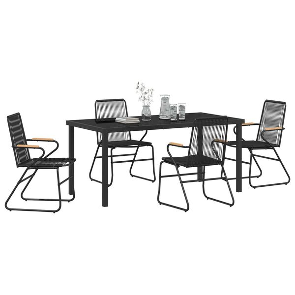 vidaXL Garden Dining Set 5 pcs Black Powder-Coated Steel