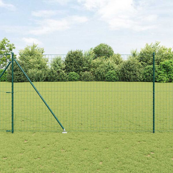 vidaXL Fence with Post Green 1.5 x 10 m Steel
