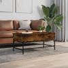 vidaXL Coffee Table Smoked Oak 100x50x45 cm Engineered Wood and Metal