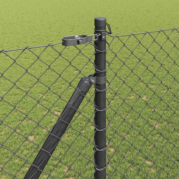 vidaXL Fence Post Grey 10 x 1.6 m (40 x 40 mm mesh) Steel and PVC