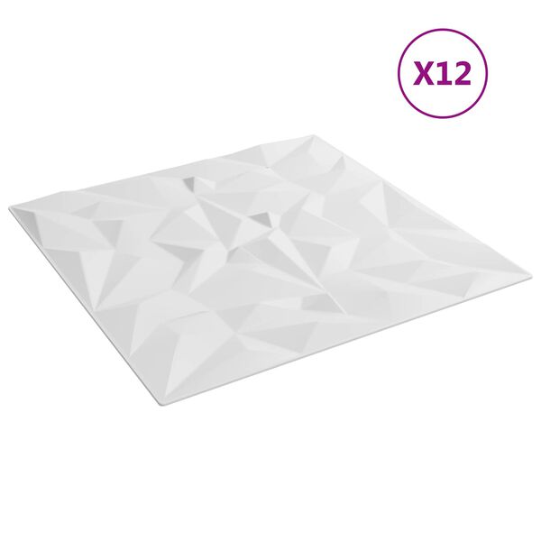 vidaXL Wall Panels 12 pcs White 50 x 50 cm XPS Foam
