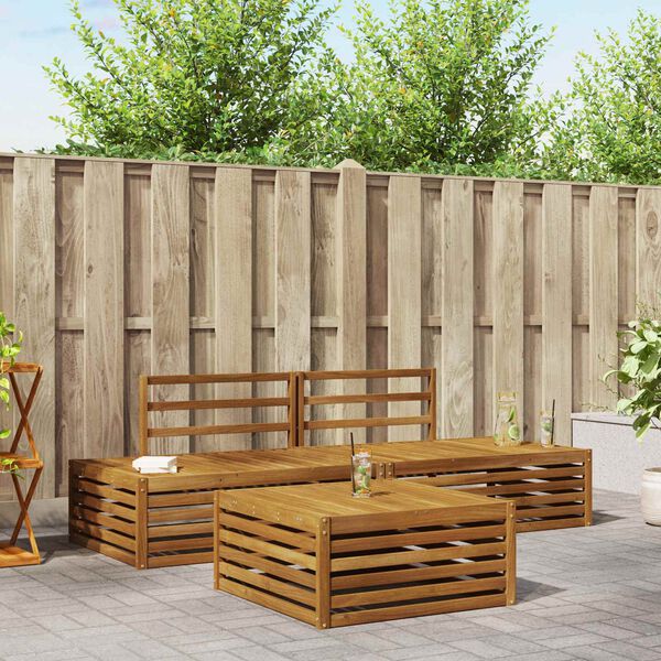 vidaXL Outdoor Sofa Set 3 Piece Natural Solid Acacia Wood