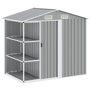 vidaXL Garden Shed with Rack Grey 205x130x183 cm Iron