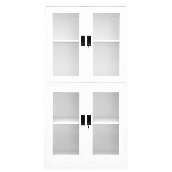 vidaXL Office Cabinet White 90x40x180 cm Steel and Tempered Glass