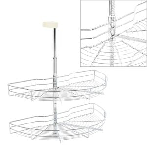 vidaXL 2-Tier Kitchen Wire Basket Silver 180 Degree 75x38x80 cm