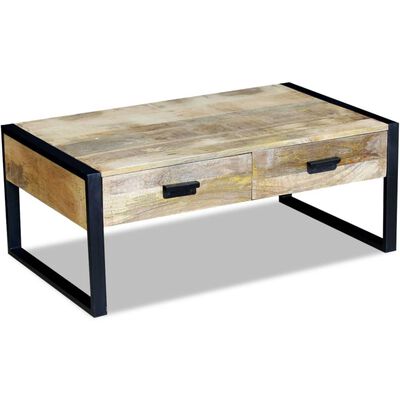 vidaXL Coffee Table with 2 Drawers Solid Mango Wood 100x60x40 cm