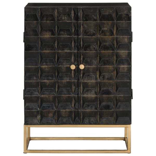 vidaXL Sideboard Black 55x34x75 cm Solid Wood Mango and Iron