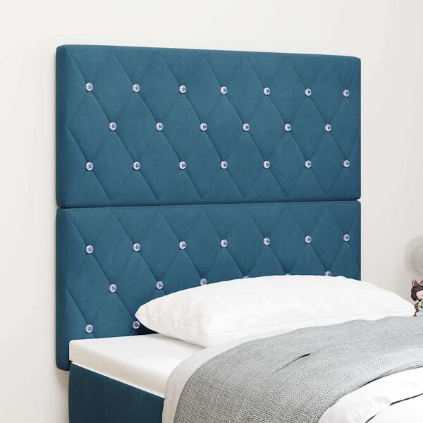 vidaXL LED Headboard with LED Strip Lights Dark Blue 100 cm Polyester