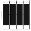 vidaXL 4-Panel Room Divider Black 160x180 cm