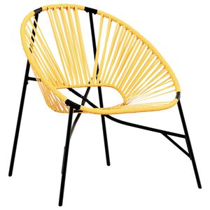 vidaXL Garden Egg Chair Black and Yellow Poly Rattan