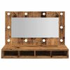 vidaXL Mirror Cabinet with LED Old Wood 90x31.5x62 cm