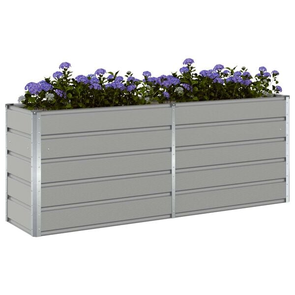 vidaXL Planter Light Grey 195 x 50 x 77 cm Galvanised Steel