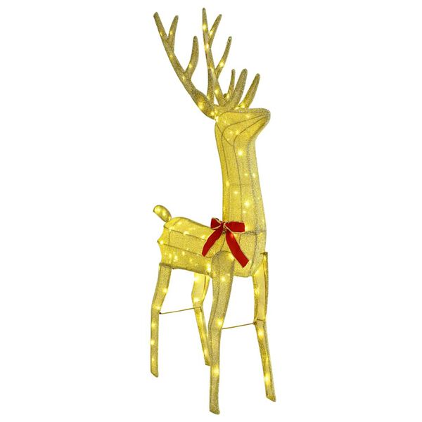 vidaXL Reindeer Pull Sleigh Warm white 70 x 26 x 128.5 cm Fabric