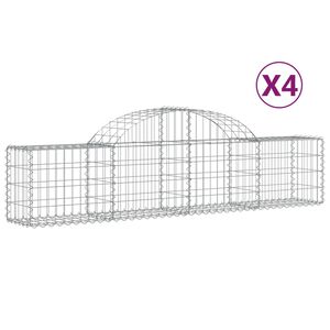 vidaXL Arched Gabion Baskets 4 pcs 200x30x40/60 cm Galvanised Iron