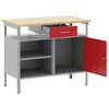 vidaXL Work Bench with Drawer with Shelf Red and Grey 100 x 55 x 85 cm