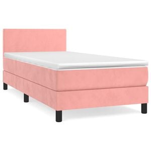 vidaXL Box Spring Bed with Mattress Pink 80x200 cm Velvet