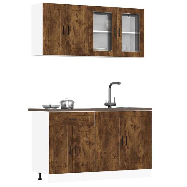 vidaXL 4 Piece Kitchen Cabinet Set Porto Smoked Oak Engineered Wood
