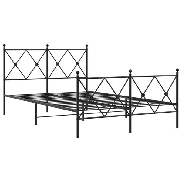vidaXL Metal Bed Frame without Mattress with Footboard Black 120x200cm