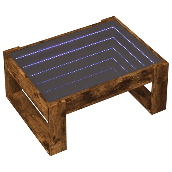 vidaXL Coffee Table with Infinity LED Smoked Oak 70x53x30 cm