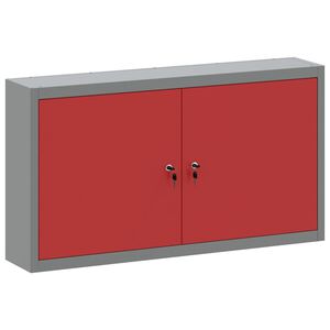 vidaXL Tool Cabinet with Shelf with Lock Red and Grey 100 x 20 x 55 cm