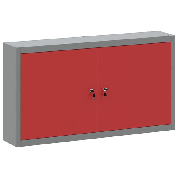 vidaXL Tool Cabinet with Shelf with Lock Red and Grey 100 x 20 x 55 cm