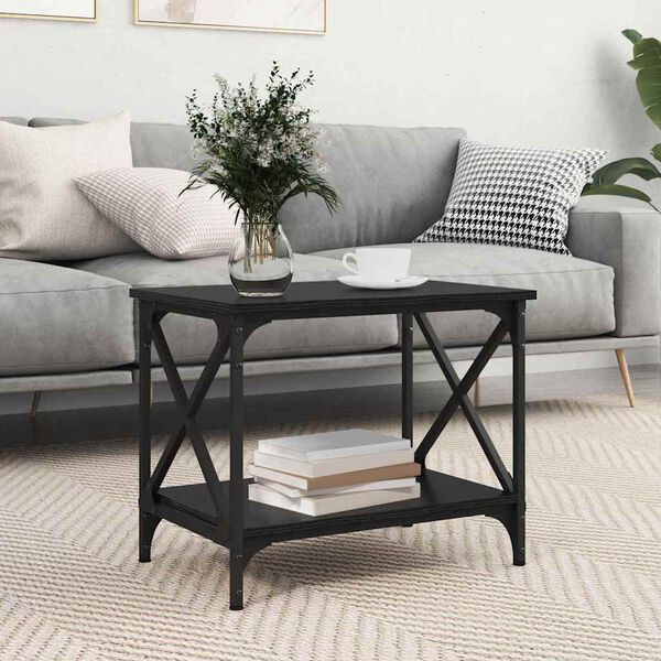vidaXL Side Table Black Oak 55 x 38 x 45 cm Engineered Wood