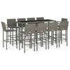 vidaXL 11 Piece Garden Bar Set Grey Poly Rattan
