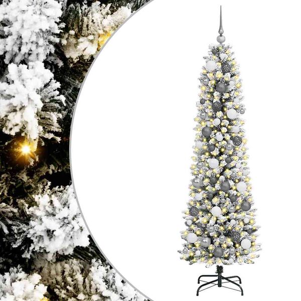 vidaXL Artificial Christmas Tree with 300 LEDs with Stand White 180 cm