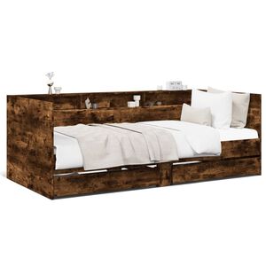 vidaXL Daybed with Drawers without Mattress Smoked Oak 90x200 cm