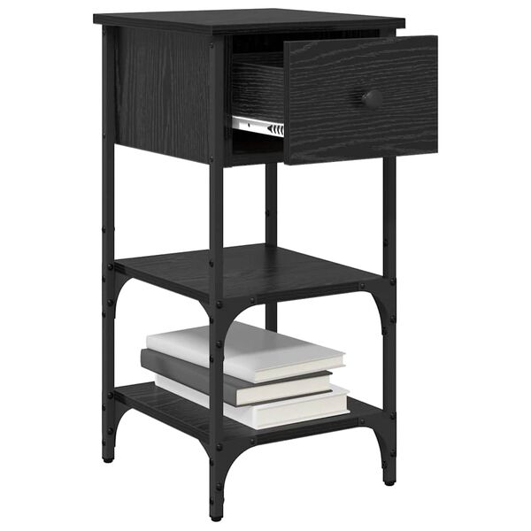 vidaXL Bedside Cabinet with Drawer 2 pcs Black Oak 33.5 x 36 x 70 cm