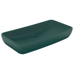 vidaXL Luxury Basin Rectangular Matt Dark Green 71x38 cm Ceramic