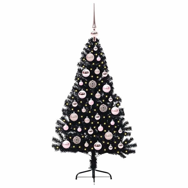 vidaXL Artificial Pre-lit Christmas Tree Black 120 cm PVC