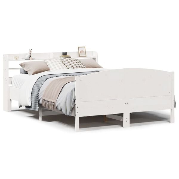 vidaXL Bed Frame without Mattress White 150x200 cm King Size Solid Wood Pine