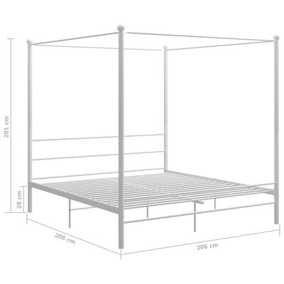 vidaXL Canopy Bed Frame White Metal 200x200 cm